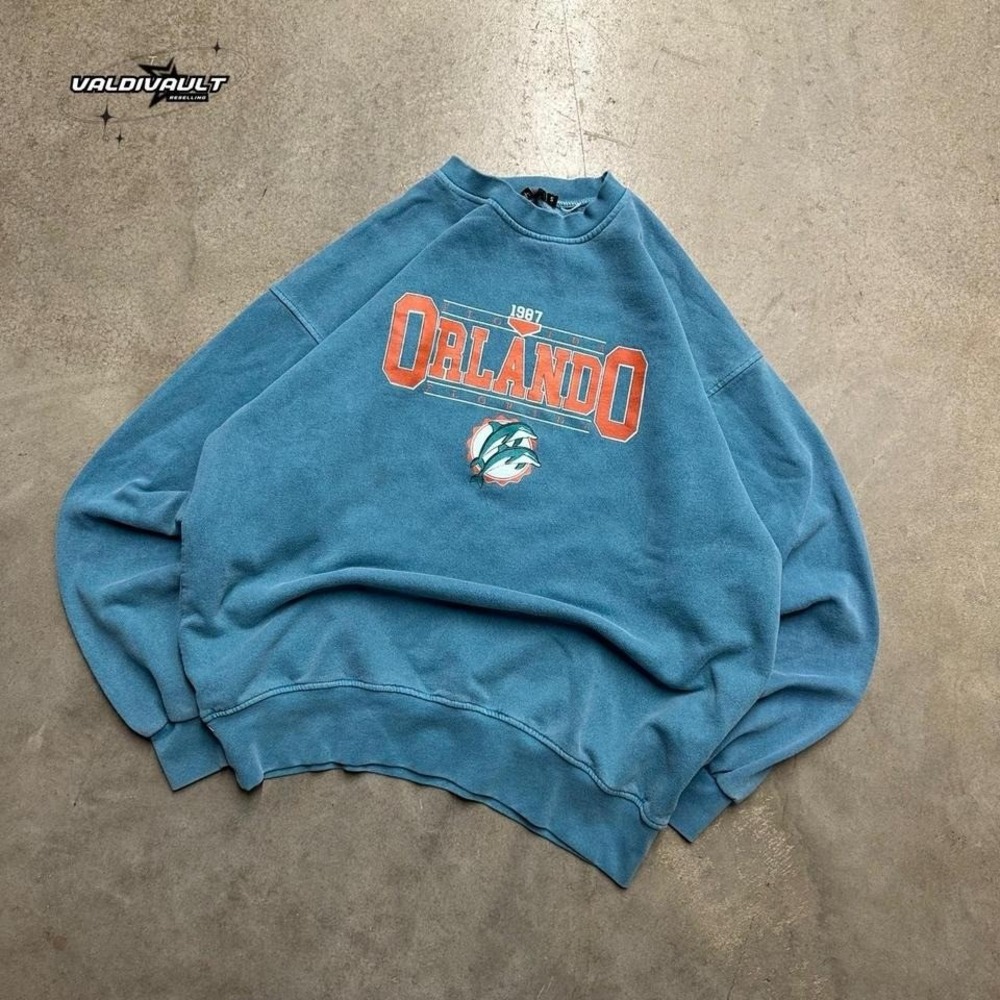 Boohoo Teal Orlando Oversized Blue Crewneck Women's Small